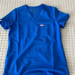 Figs royal blue scrub top xs